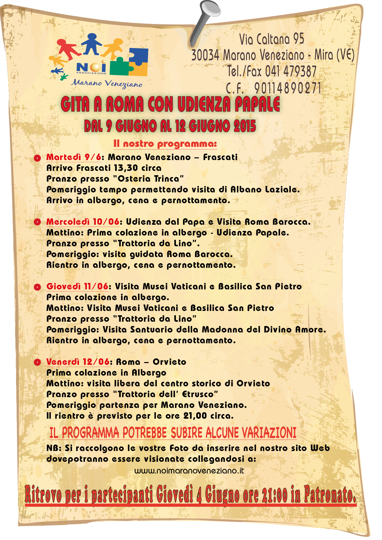 Gita Roma Programma